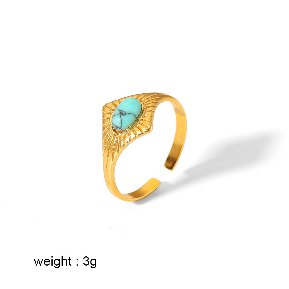 Turquoise Ring | 18K Gold-Plated Stainless Steel | Fade-Resistant & Elegant Design