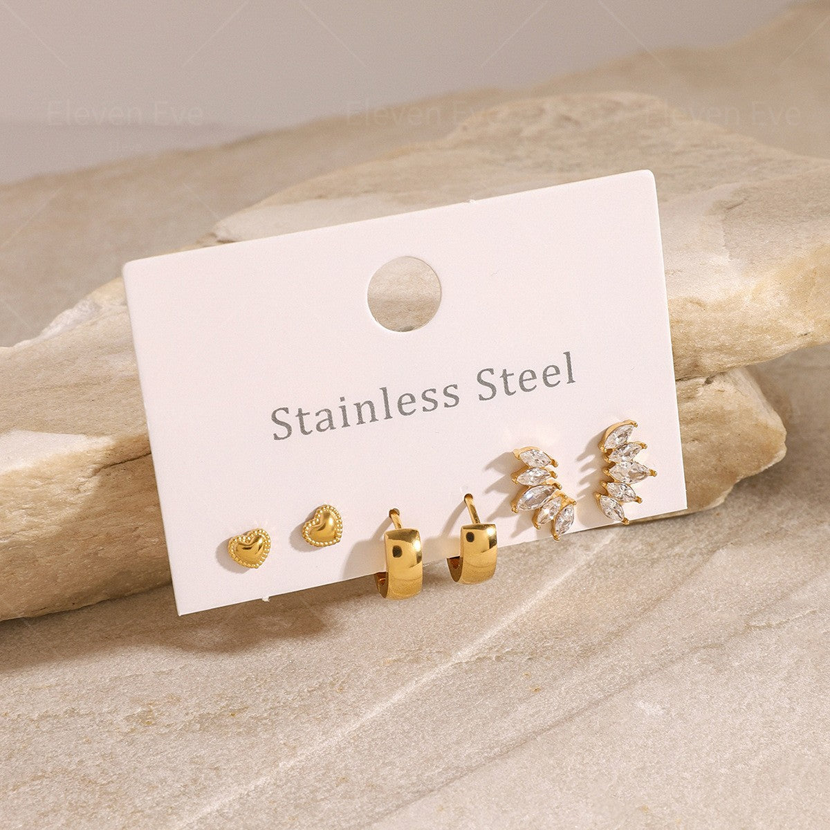 3-Pair Set | Stainless Steel Zirconia & Pearl Earrings | Niche Elegant Style for Women