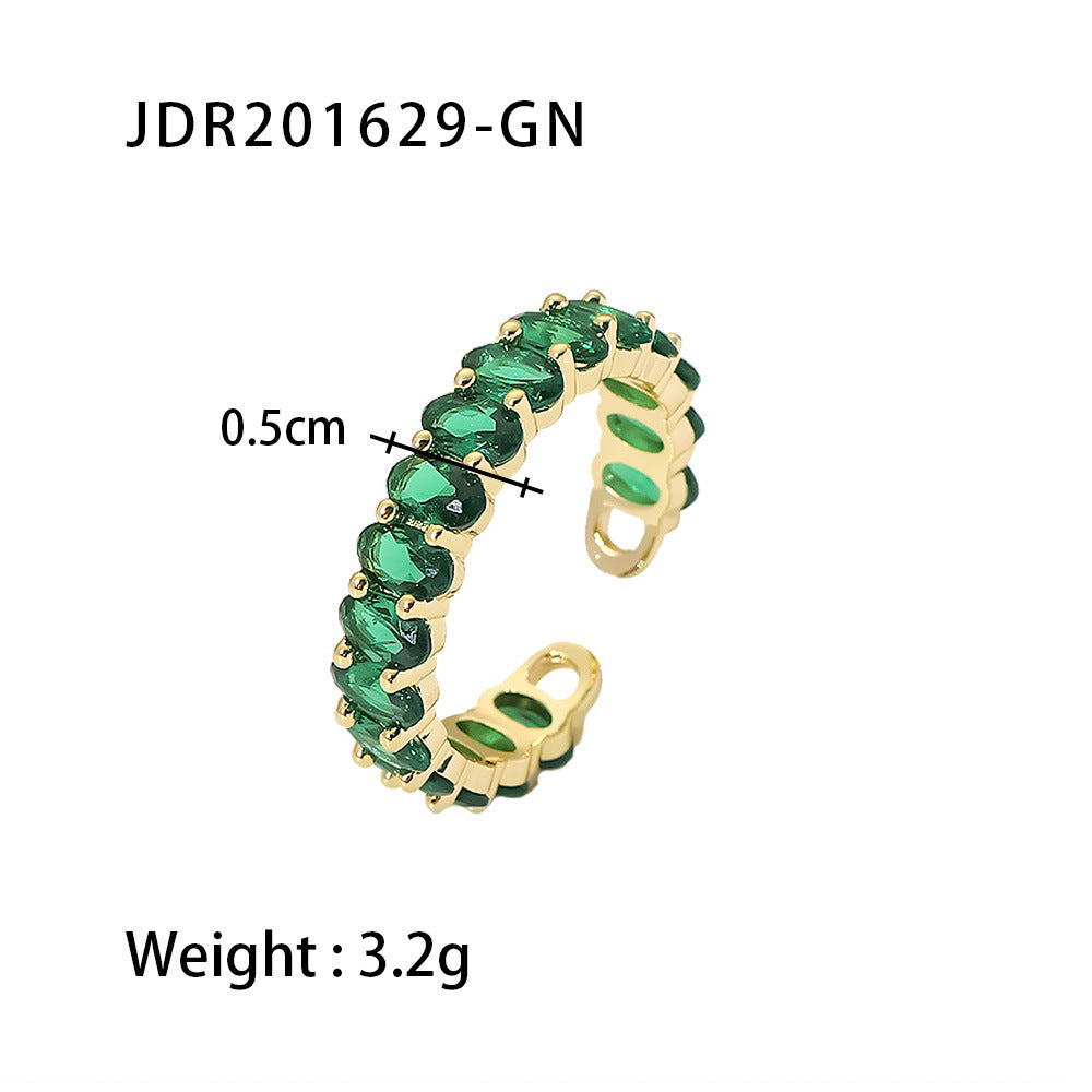 IG Popular Stainless Steel Fashion Ring for Women 18K | Gold Green Ring