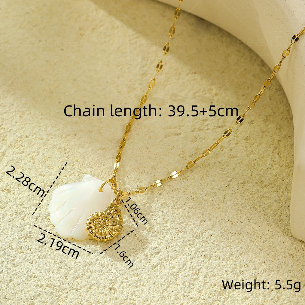 Beach Style Ocean Pendant Necklace | Shell, Starfish & Dolphin | Niche Design for Women