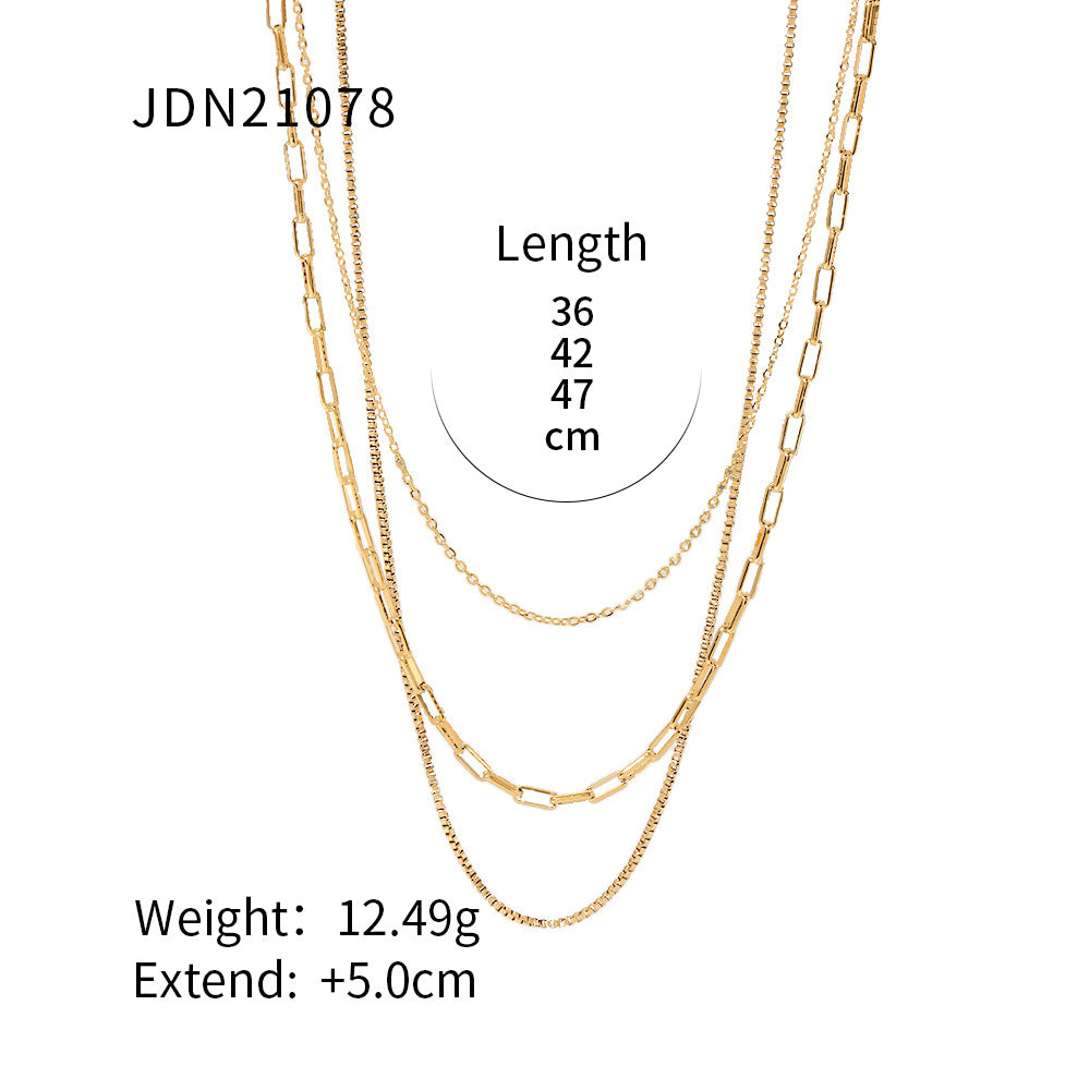 18K Necklace | Stainless Steel Fashion Choker | INS Style Collarbone Chain for Women | No Color Fade