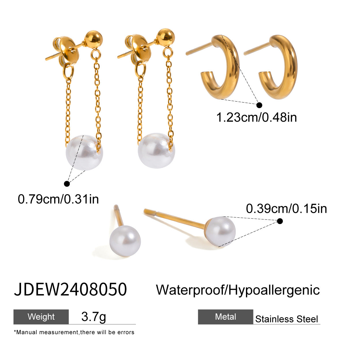 3-Pair Set | Stainless Steel Zirconia & Pearl Earrings | Niche Elegant Style for Women