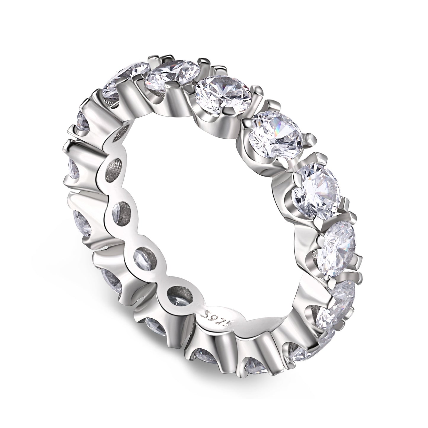 Micro-Pavé S925 Sterling Silver Eternity Ring | Full Zirconia Micro-Pavé | Stackable & Fade-Resistant | INS Style