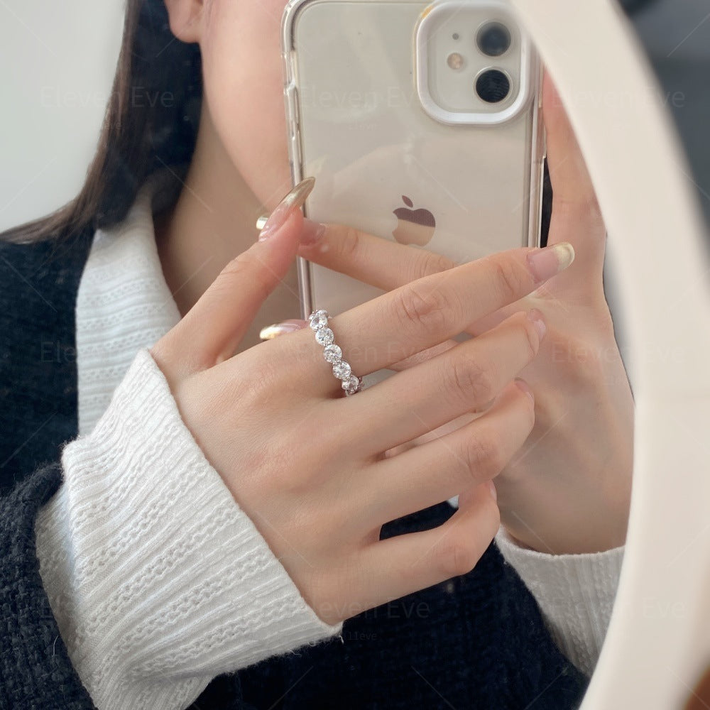 Micro-Pavé S925 Sterling Silver Eternity Ring | Full Zirconia Micro-Pavé | Stackable & Fade-Resistant | INS Style