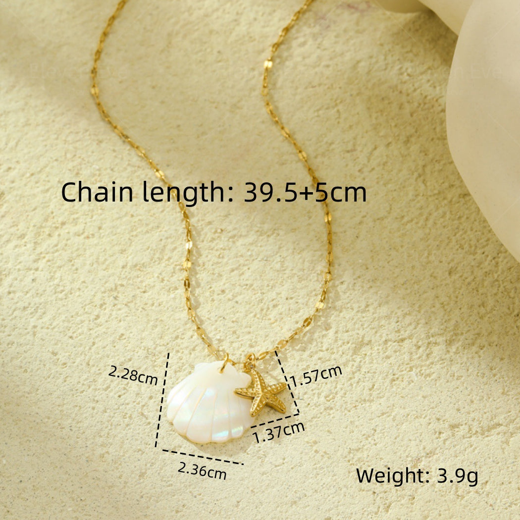 Beach Style Ocean Pendant Necklace | Shell, Starfish & Dolphin | Niche Design for Women