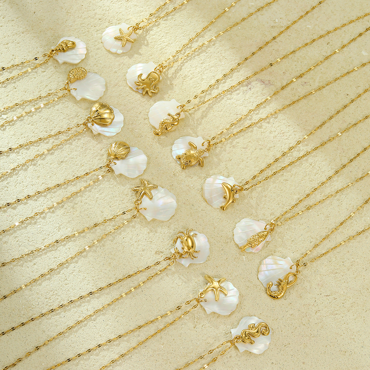 Beach Style Ocean Pendant Necklace | Shell, Starfish & Dolphin | Niche Design for Women