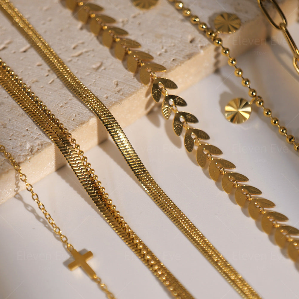 Retro 18K Gold Cross Anklet | INS Style Titanium steelWomen's Jewelry