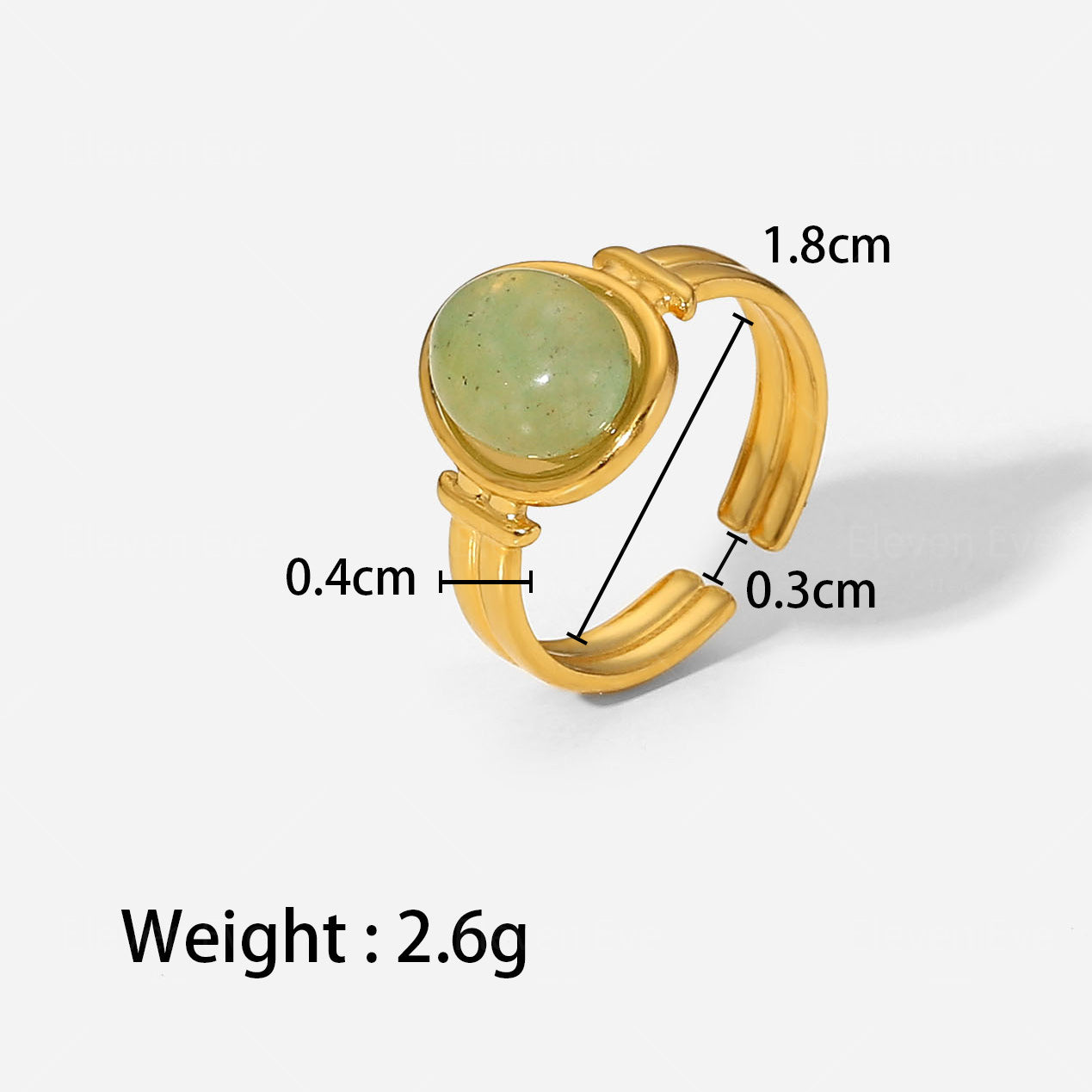 IG Popular Stainless Steel Fashion Ring for Women 18K | Gold Green Ring