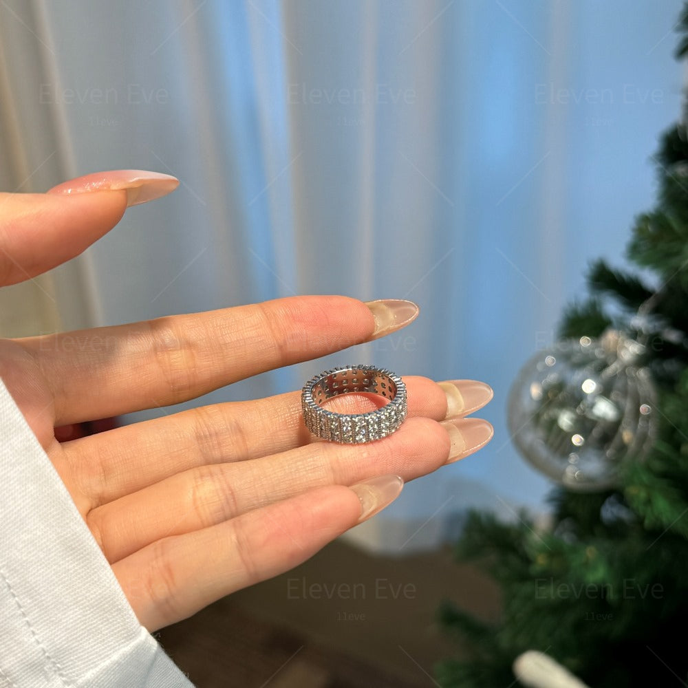 Micro-Pavé S925 Sterling Silver Eternity Ring | Full Zirconia Micro-Pavé | Stackable & Fade-Resistant | INS Style