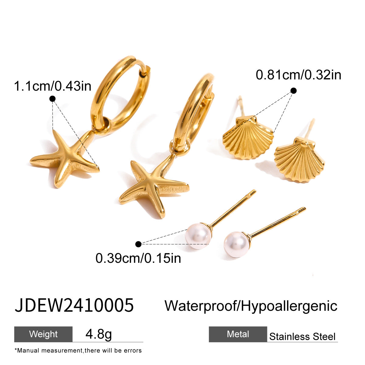 3-Pair Set | Stainless Steel Zirconia & Pearl Earrings | Niche Elegant Style for Women