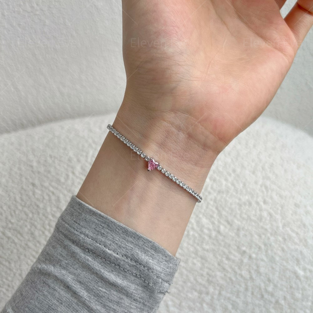 S925 Sterling Silver Love Tennis Bracelet | Full Zirconia Diamond Look | Super Flash, Elegant & Luxurious Design for Women