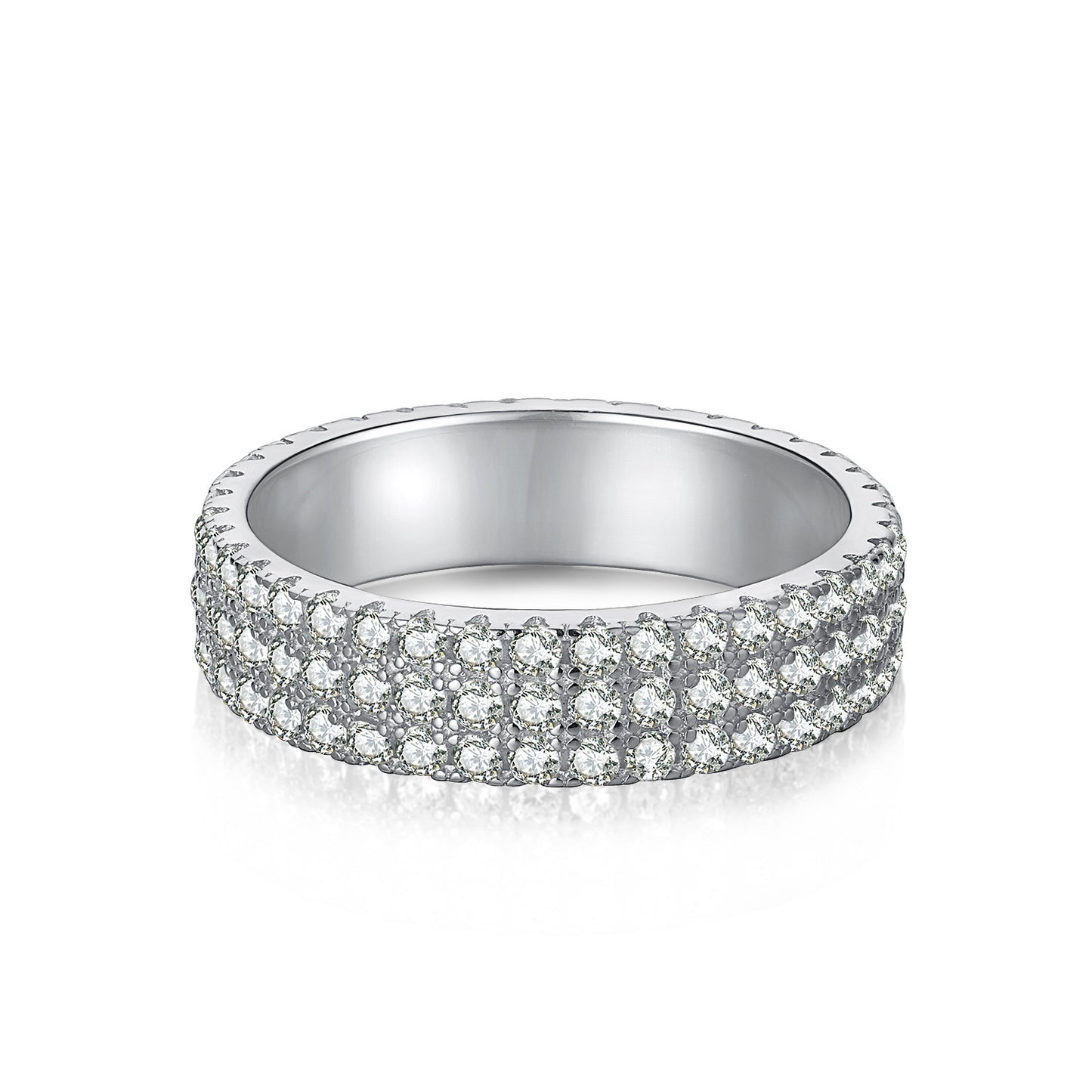 Micro-Pavé S925 Sterling Silver Eternity Ring | Full Zirconia Micro-Pavé | Stackable & Fade-Resistant | INS Style