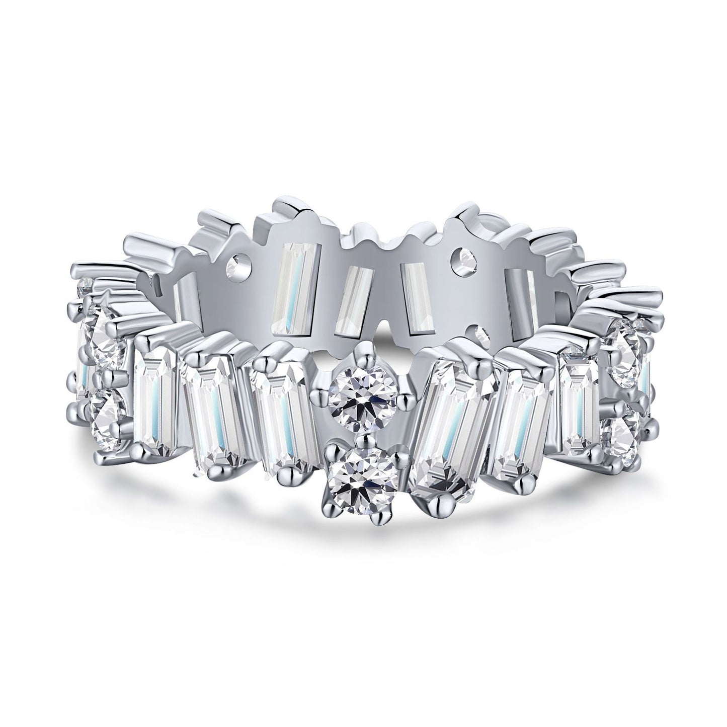 Micro-Pavé S925 Sterling Silver Eternity Ring | Full Zirconia Micro-Pavé | Stackable & Fade-Resistant | INS Style