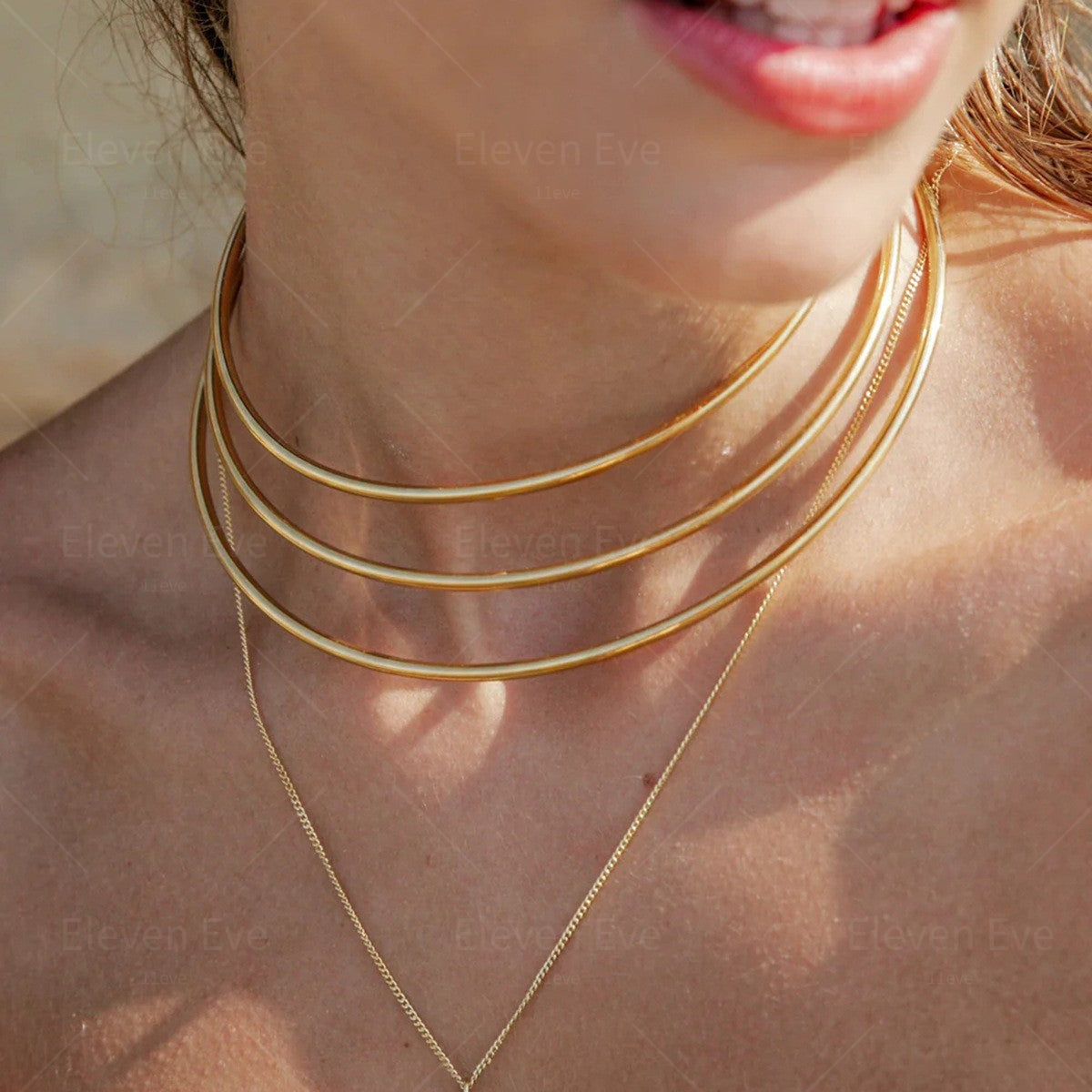 18K Necklace | Stainless Steel Fashion Choker | INS Style Collarbone Chain for Women | No Color Fade