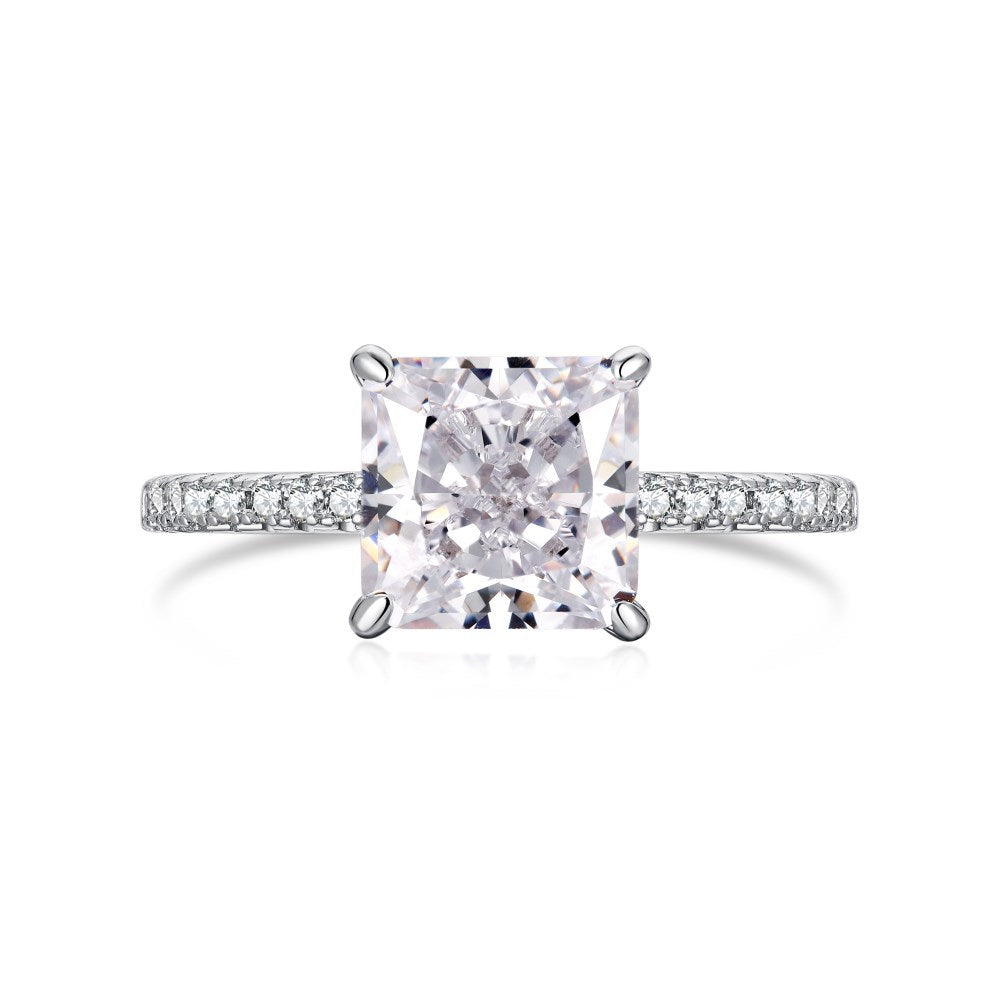 High-Carbon Square-Cut Diamond Ring | S925 Sterling Silver Wedding Ring | Pigeon Egg Style | Light Luxury Super Sparkle Statement Ring