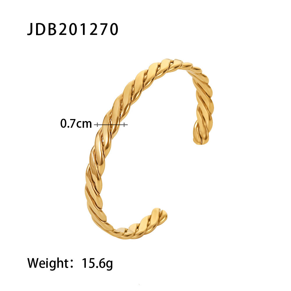 Retro Gold Bracelet | Stainless Steel Open Design for Women | Zirconia Detail | No Color Fade
