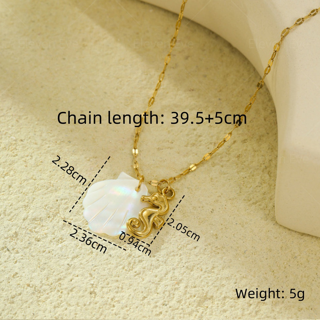 Beach Style Ocean Pendant Necklace | Shell, Starfish & Dolphin | Niche Design for Women