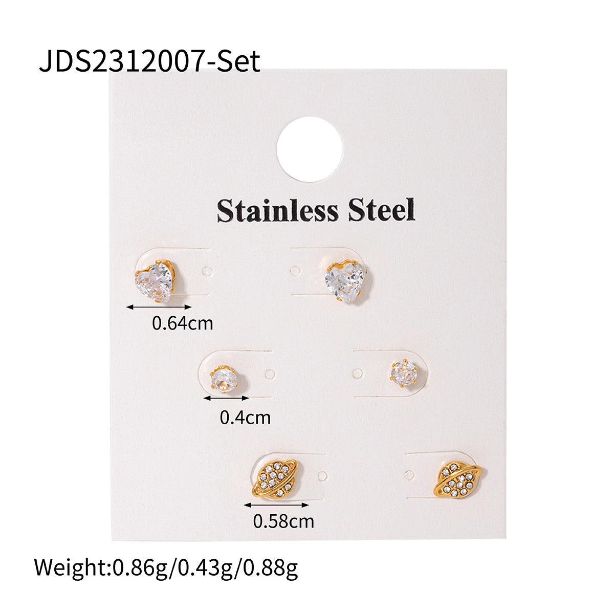 3-Pair Set | Stainless Steel Zirconia & Pearl Earrings | Niche Elegant Style for Women
