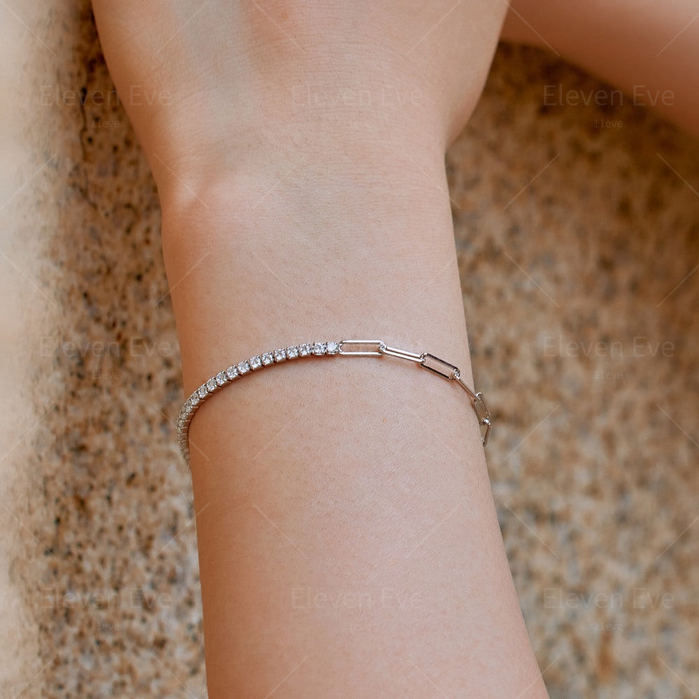 S925 Sterling Silver Love Tennis Bracelet | Full Zirconia Diamond Look | Super Flash, Elegant & Luxurious Design for Women