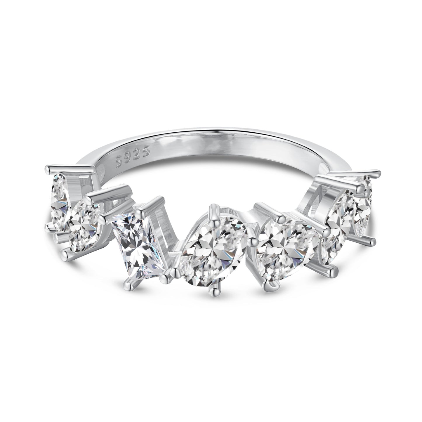 Micro-Pavé S925 Sterling Silver Eternity Ring | Full Zirconia Micro-Pavé | Stackable & Fade-Resistant | INS Style