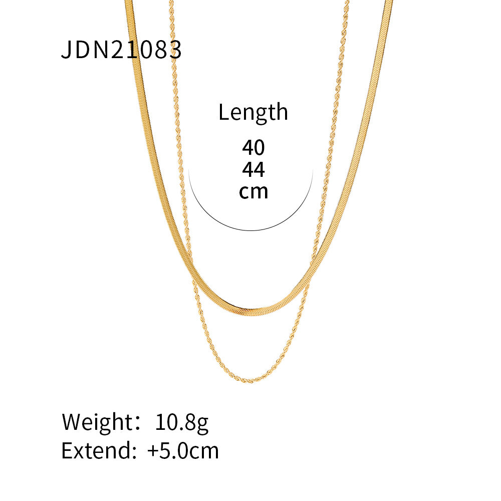 18K Necklace | Stainless Steel Fashion Choker | INS Style Collarbone Chain for Women | No Color Fade