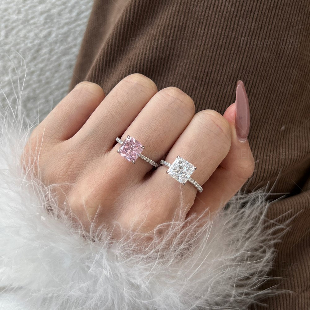High-Carbon Square-Cut Diamond Ring | S925 Sterling Silver Wedding Ring | Pigeon Egg Style | Light Luxury Super Sparkle Statement Ring