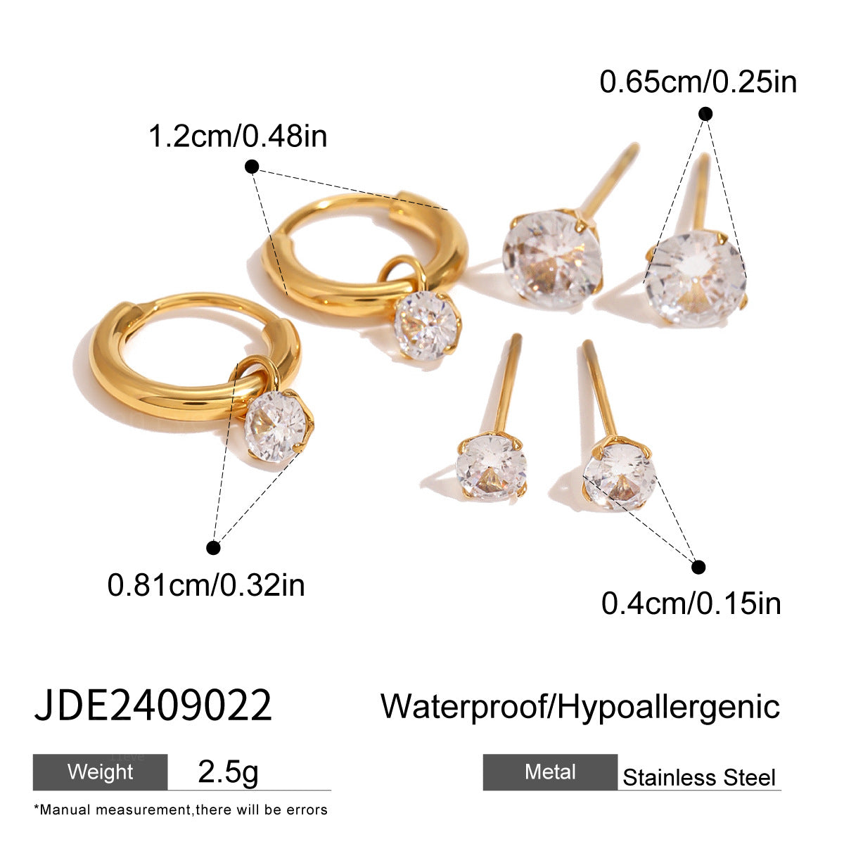 3-Pair Set | Stainless Steel Zirconia & Pearl Earrings | Niche Elegant Style for Women