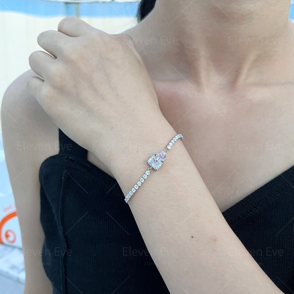 S925 Sterling Silver Love Tennis Bracelet | Full Zirconia Diamond Look | Super Flash, Elegant & Luxurious Design for Women