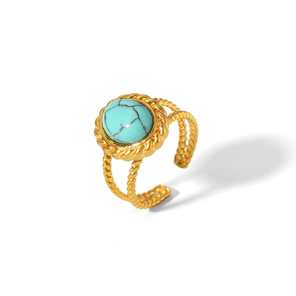 Turquoise Ring | 18K Gold-Plated Stainless Steel | Fade-Resistant & Elegant Design
