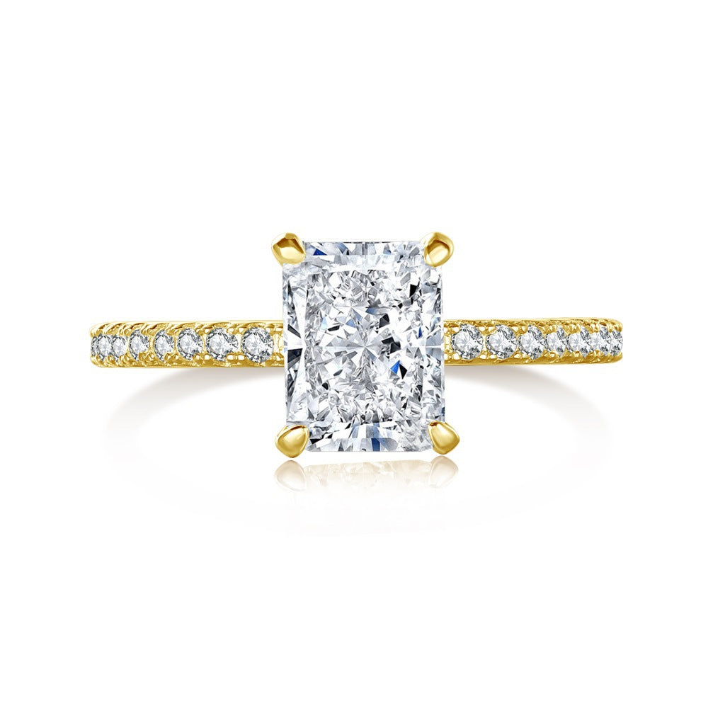 High-Carbon Square-Cut Diamond Ring | S925 Sterling Silver Wedding Ring | Pigeon Egg Style | Light Luxury Super Sparkle Statement Ring
