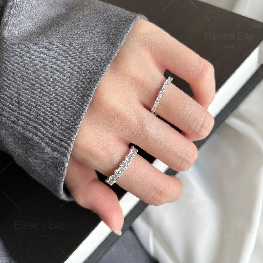 Micro-Pavé S925 Sterling Silver Eternity Ring | Full Zirconia Micro-Pavé | Stackable & Fade-Resistant | INS Style