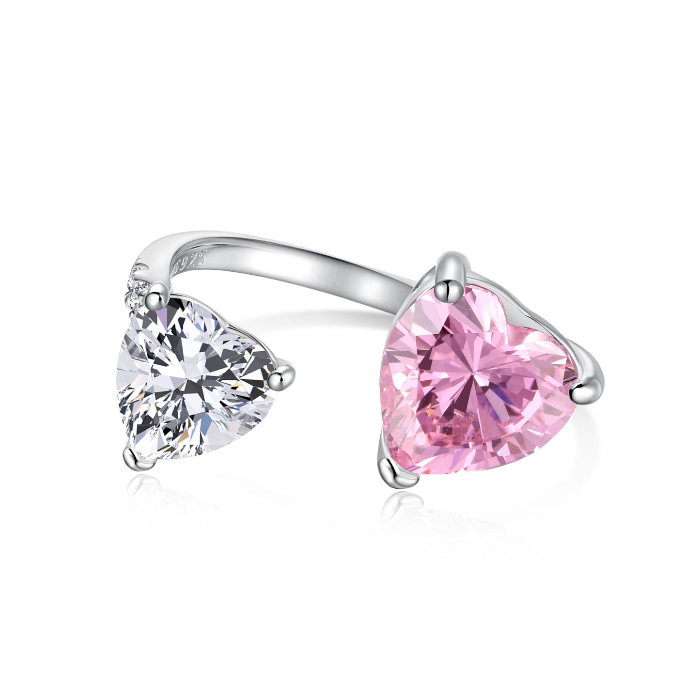 925 Silver Pink Heart Ring | Cube Sugar Design | High-Carbon Diamond | INS Wedding Jewelry for Women