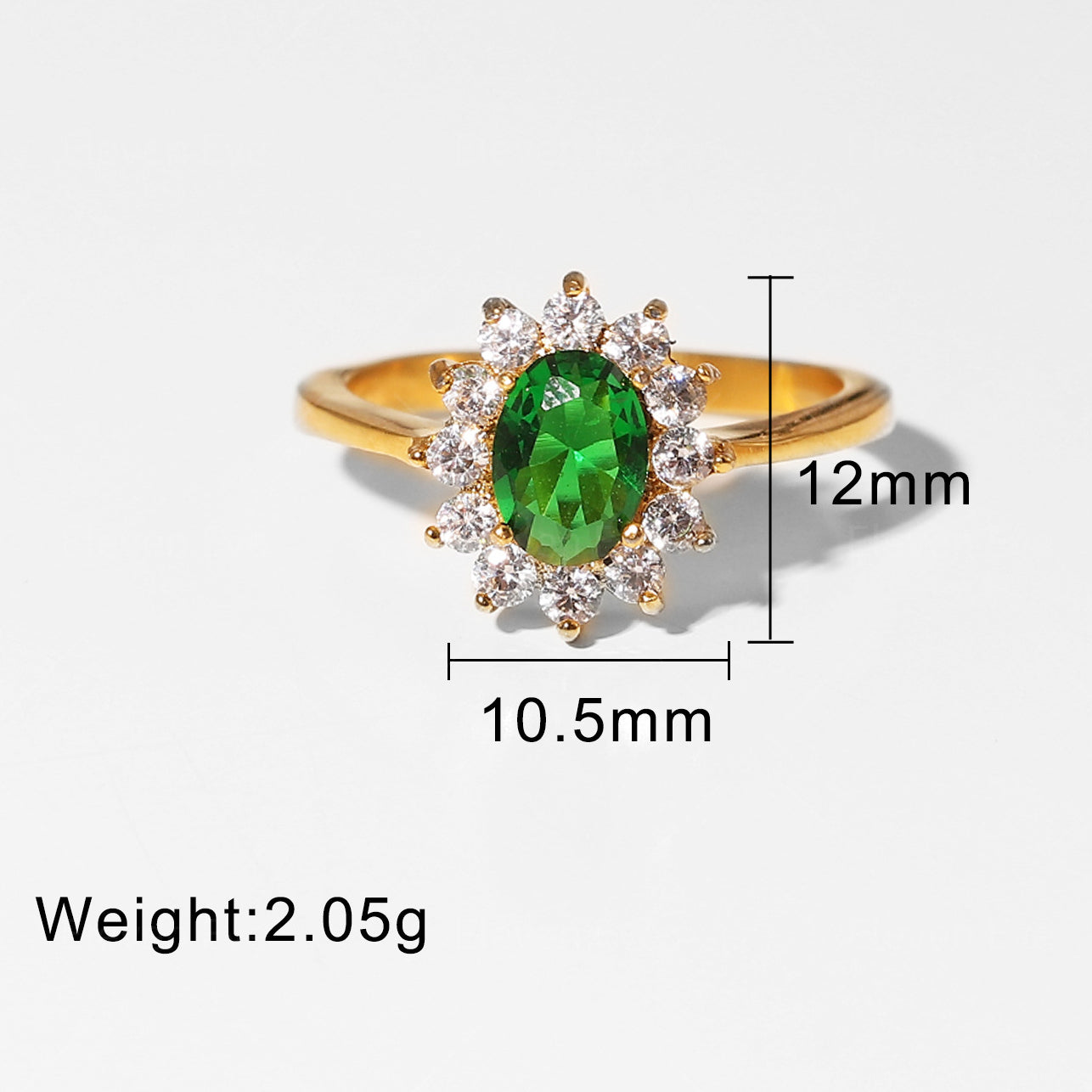 IG Popular Stainless Steel Fashion Ring for Women 18K | Gold Green Ring