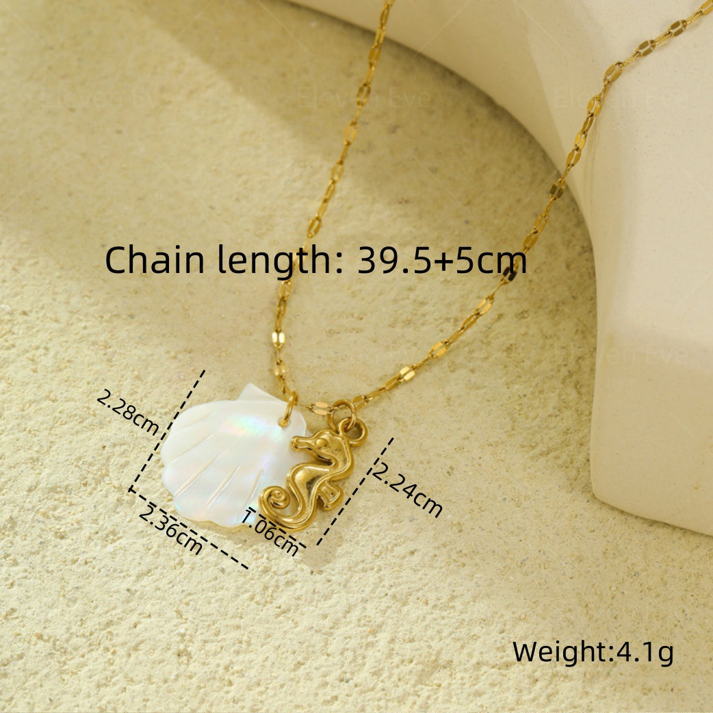 Beach Style Ocean Pendant Necklace | Shell, Starfish & Dolphin | Niche Design for Women