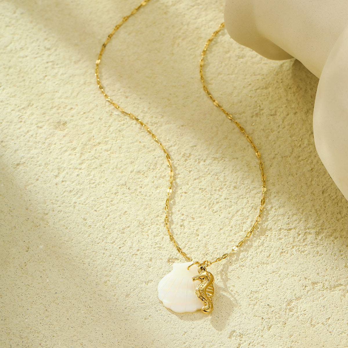 Beach Style Ocean Pendant Necklace | Shell, Starfish & Dolphin | Niche Design for Women