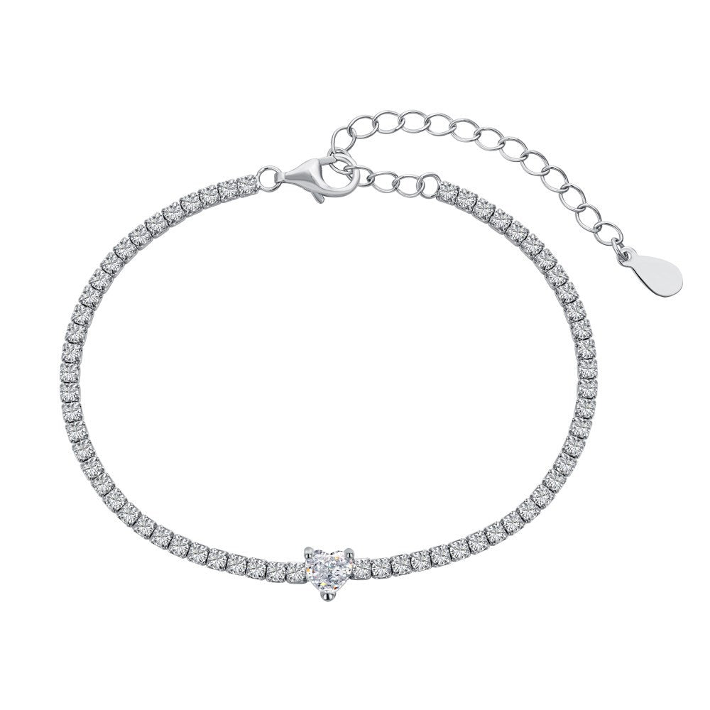 S925 Sterling Silver Love Tennis Bracelet | Full Zirconia Diamond Look | Super Flash, Elegant & Luxurious Design for Women