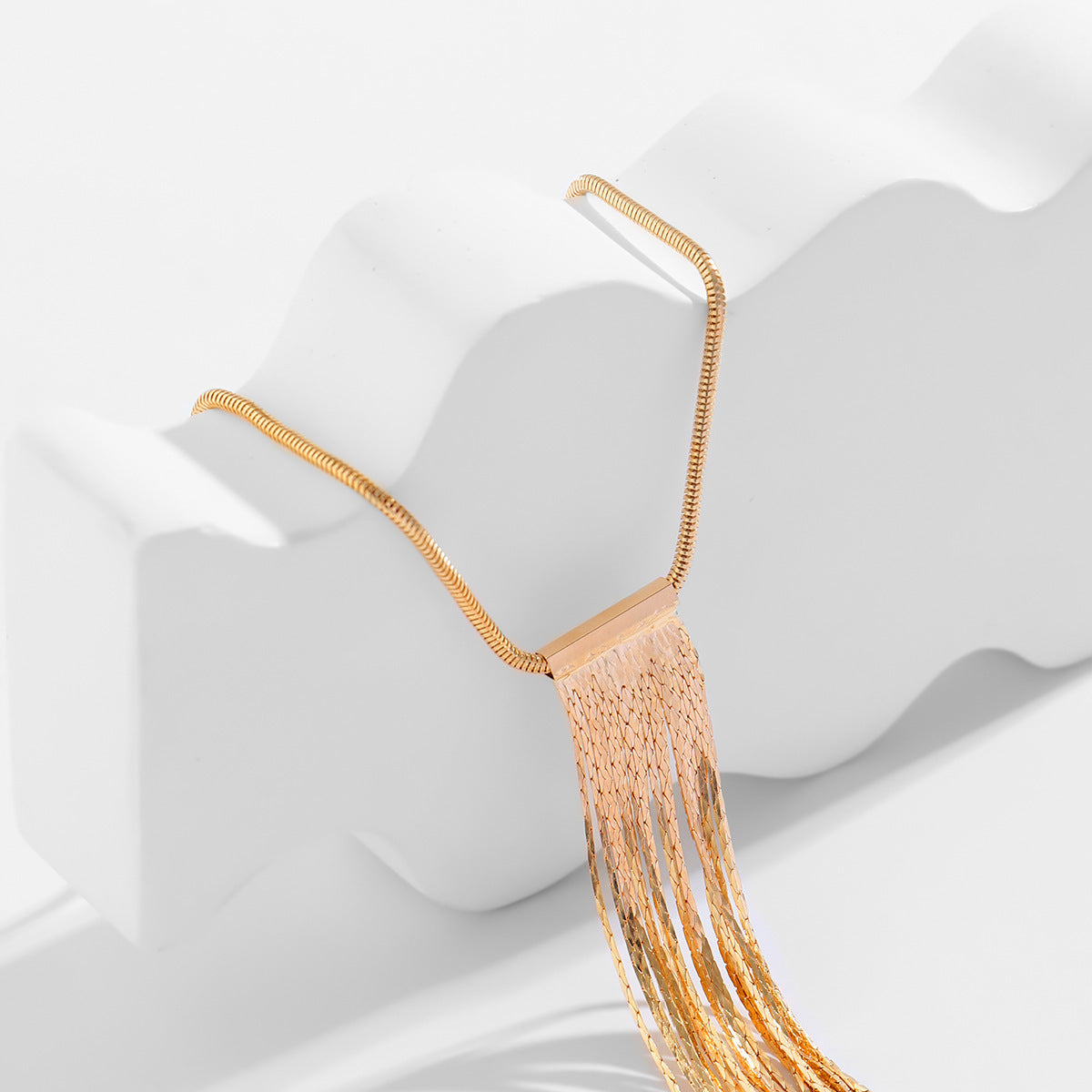 Cold Style Snake Bone Chain Necklace | Vegan-Friendly Long Tassel Design