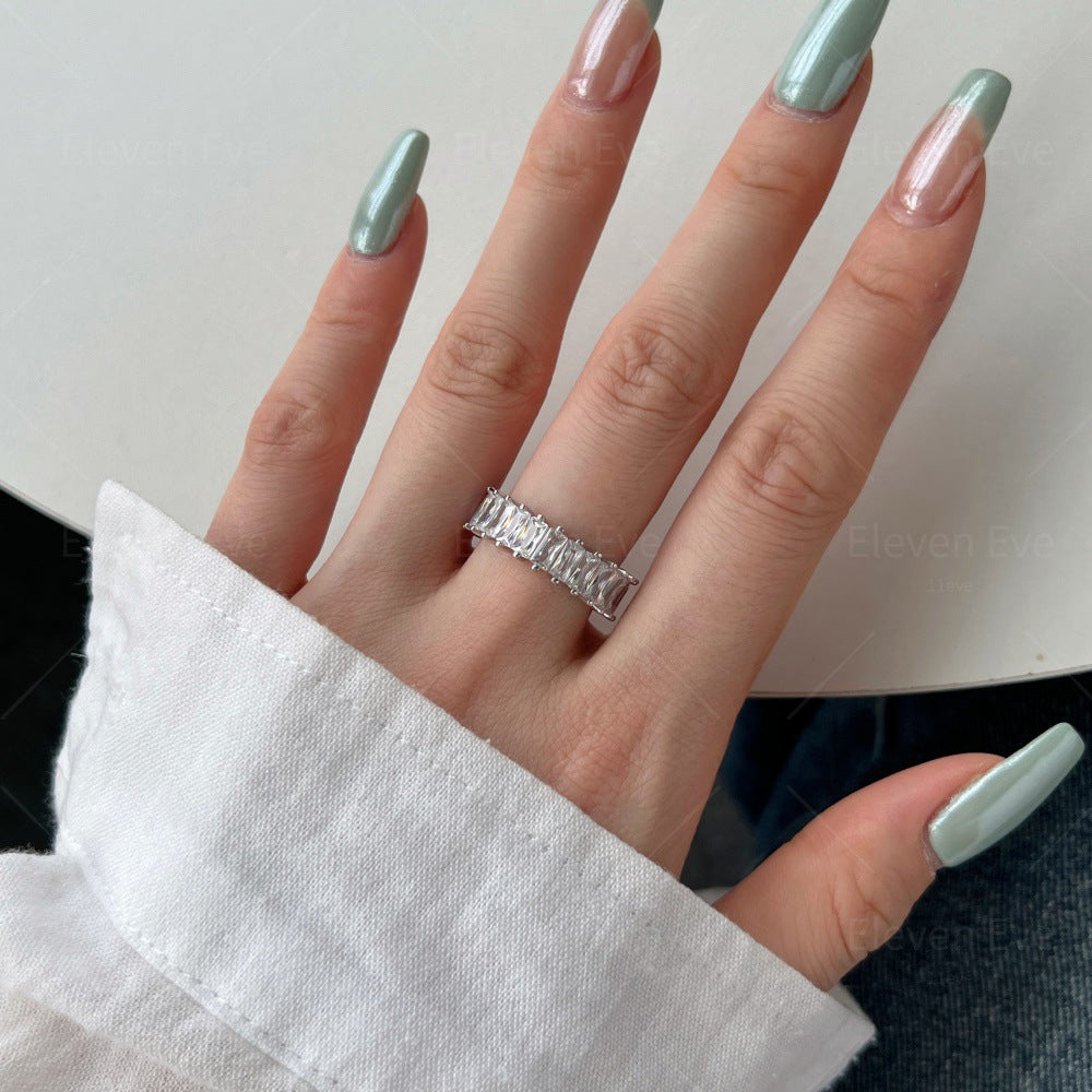 Micro-Pavé S925 Sterling Silver Eternity Ring | Full Zirconia Micro-Pavé | Stackable & Fade-Resistant | INS Style