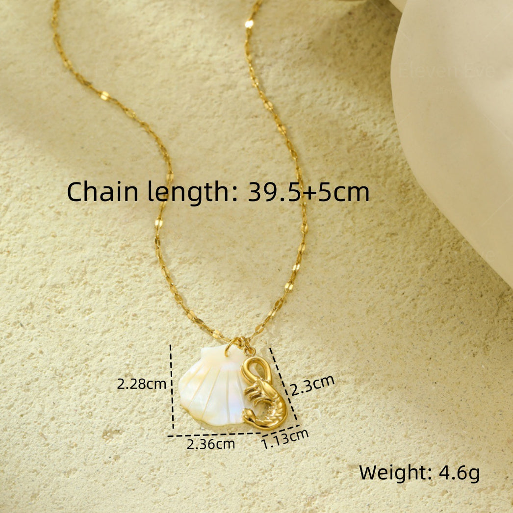Beach Style Ocean Pendant Necklace | Shell, Starfish & Dolphin | Niche Design for Women