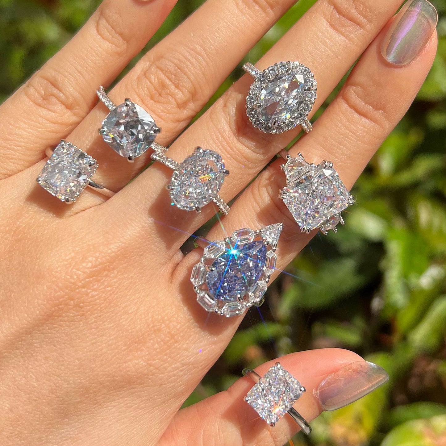 High-Carbon Square-Cut Diamond Ring | S925 Sterling Silver Wedding Ring | Pigeon Egg Style | Light Luxury Super Sparkle Statement Ring