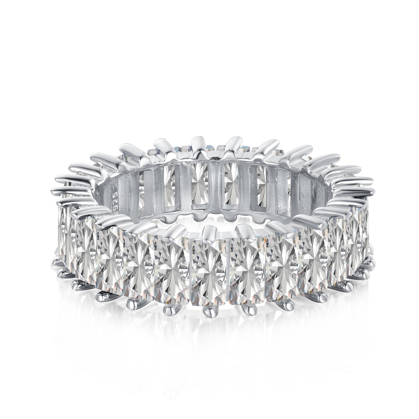 Micro-Pavé S925 Sterling Silver Eternity Ring | Full Zirconia Micro-Pavé | Stackable & Fade-Resistant | INS Style