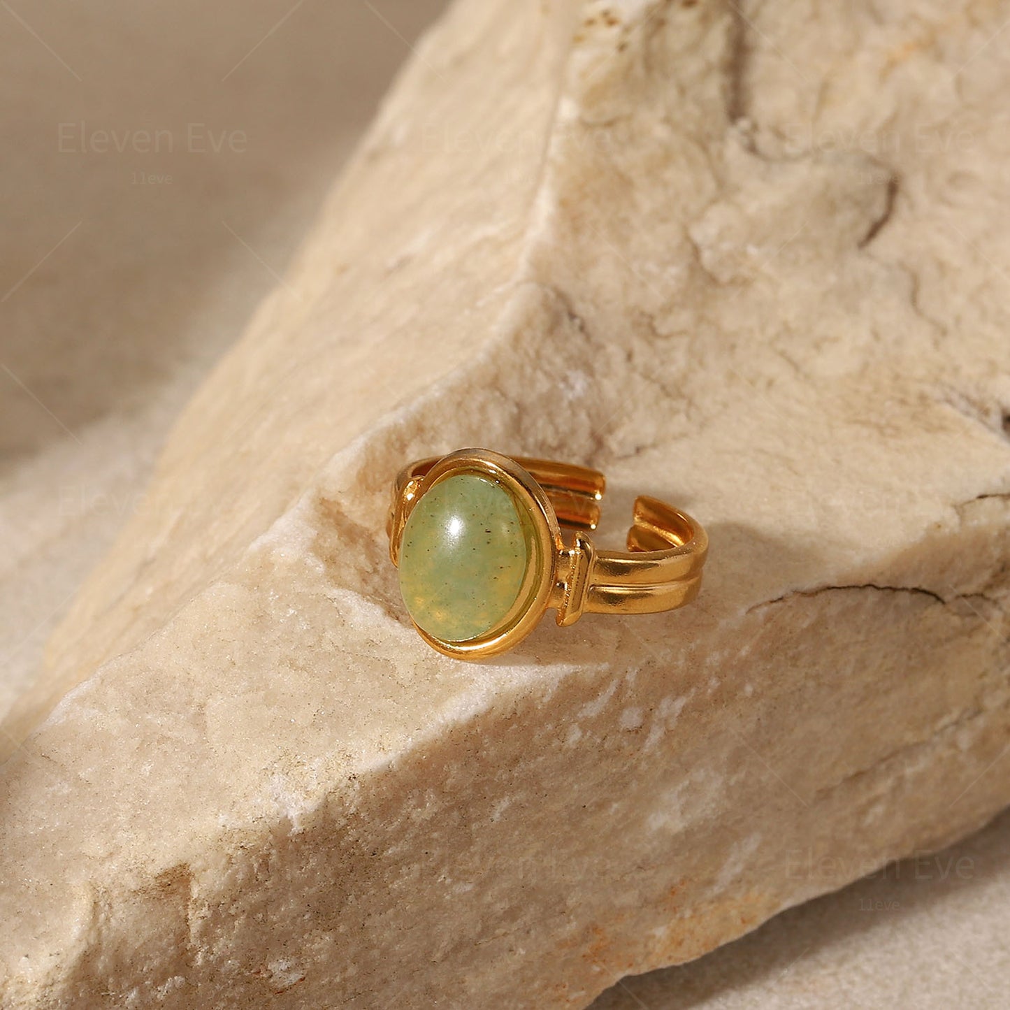 IG Popular Stainless Steel Fashion Ring for Women 18K | Gold Green Ring