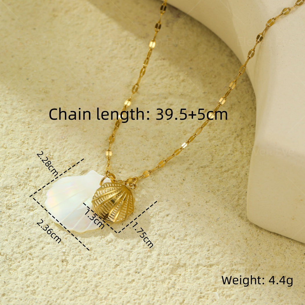Beach Style Ocean Pendant Necklace | Shell, Starfish & Dolphin | Niche Design for Women