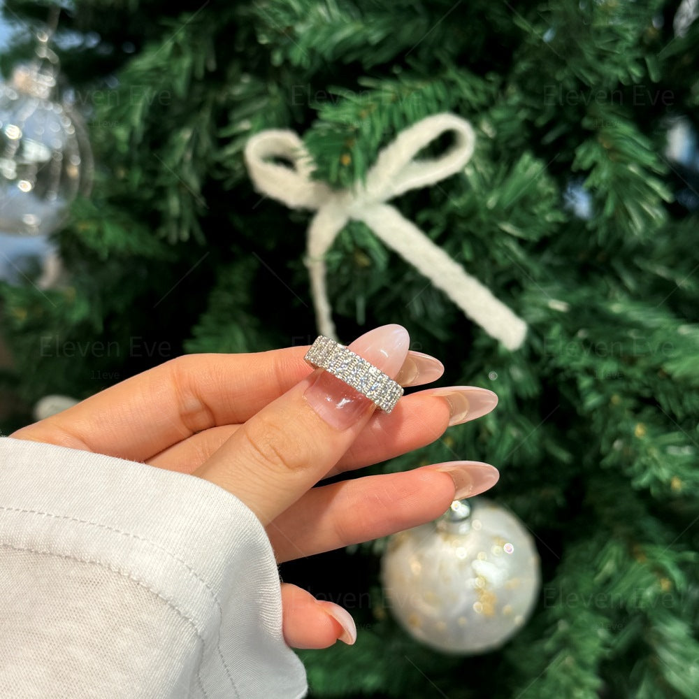 Micro-Pavé S925 Sterling Silver Eternity Ring | Full Zirconia Micro-Pavé | Stackable & Fade-Resistant | INS Style