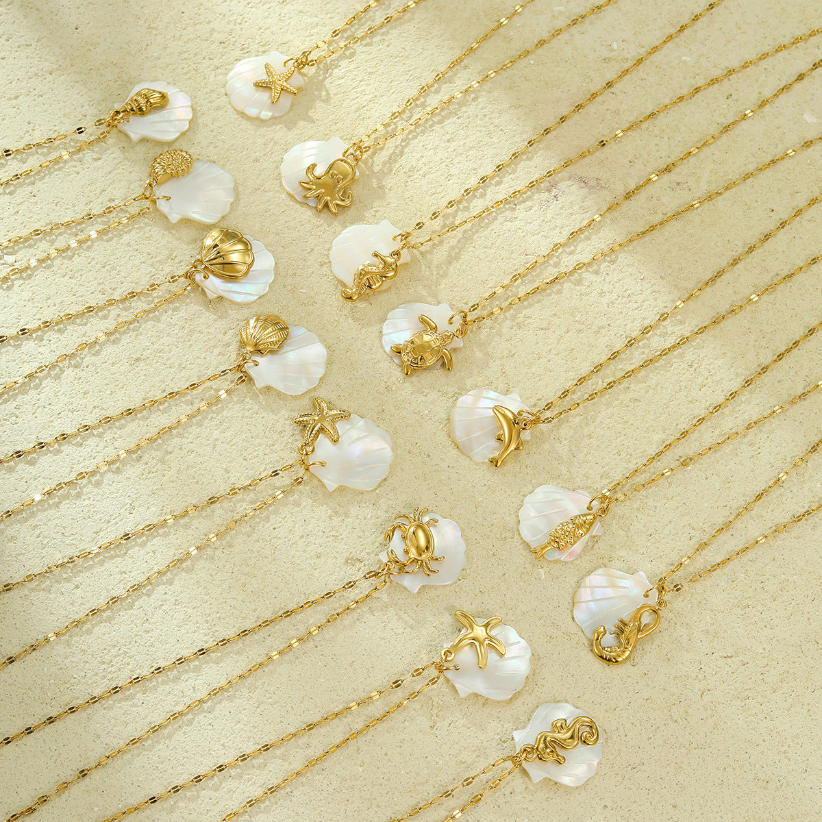Beach Style Ocean Pendant Necklace | Shell, Starfish & Dolphin | Niche Design for Women