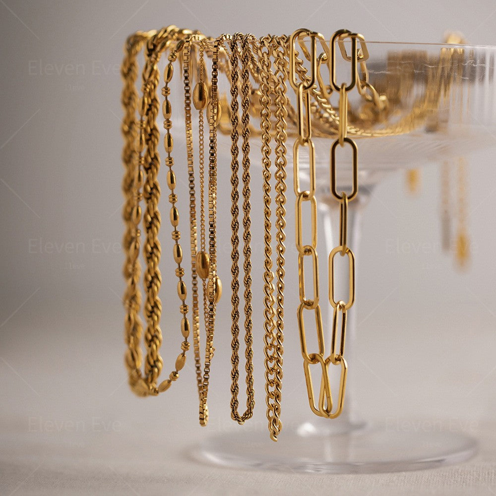 18K Necklace | Stainless Steel Fashion Choker | INS Style Collarbone Chain for Women | No Color Fade