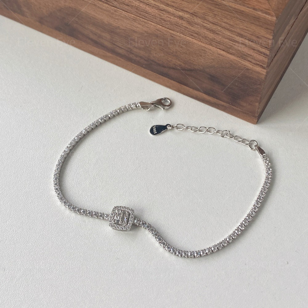 S925 Sterling Silver Love Tennis Bracelet | Full Zirconia Diamond Look | Super Flash, Elegant & Luxurious Design for Women
