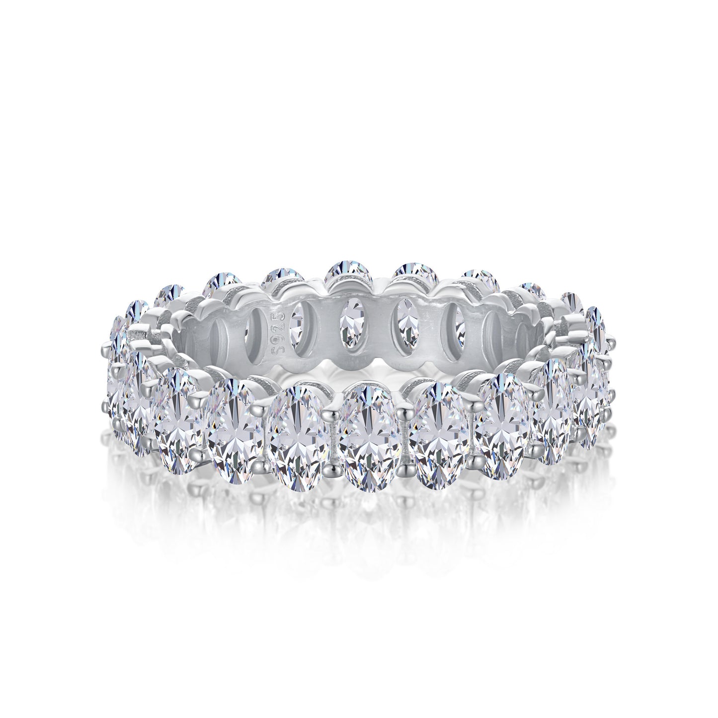 Micro-Pavé S925 Sterling Silver Eternity Ring | Full Zirconia Micro-Pavé | Stackable & Fade-Resistant | INS Style