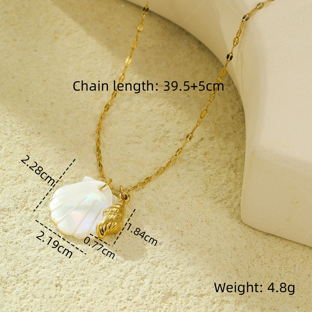 Beach Style Ocean Pendant Necklace | Shell, Starfish & Dolphin | Niche Design for Women
