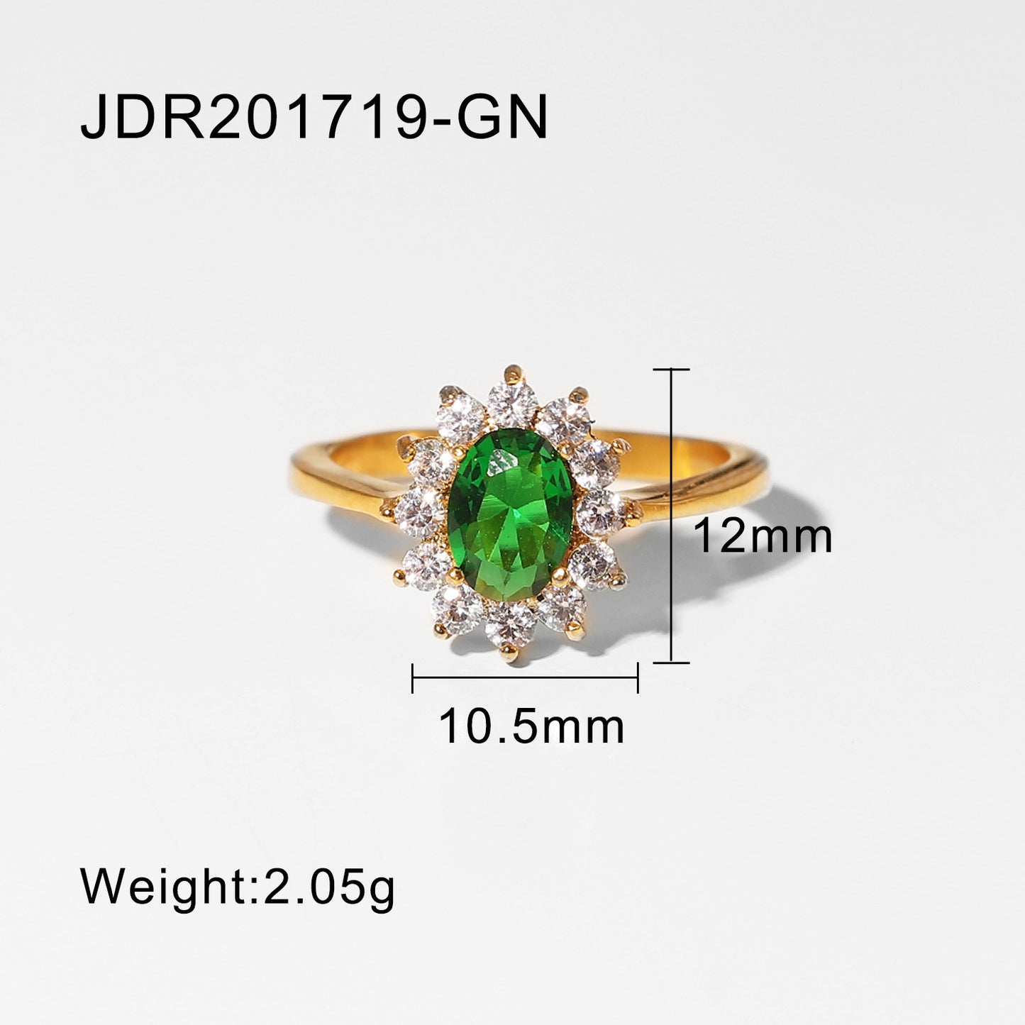 IG Popular Stainless Steel Fashion Ring for Women 18K | Gold Green Ring